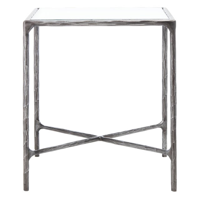 Metal Jessa Metal Square End Table in Silver with Glass Top For Sale - Image 7 of 7
