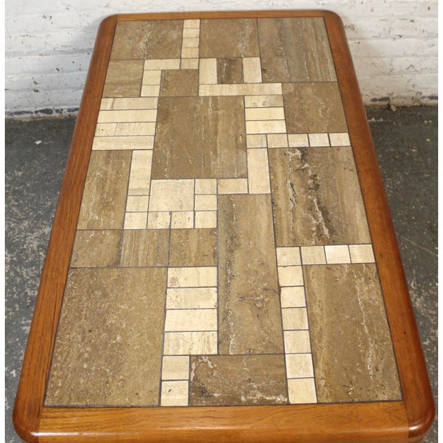 Wood Mid 20th Century Handmade Danish Ceramic Tile and Teak Coffee Table by Haslev For Sale - Image 7 of 10