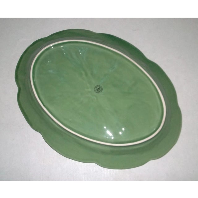 Mid-Century Modern Vintage Bordallo Pinheiro Majolica Cabbage Leaf Serving Platter For Sale - Image 3 of 7
