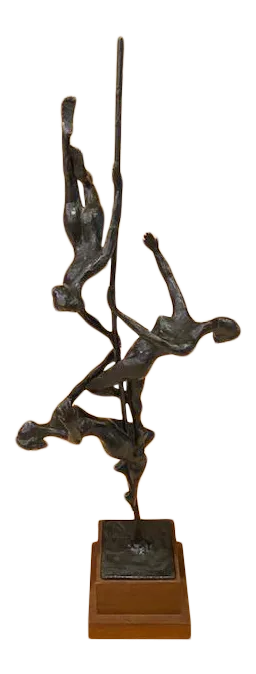Late 20th Century Gerald Fellman Abstract Bronze Sculpture of Acrobats