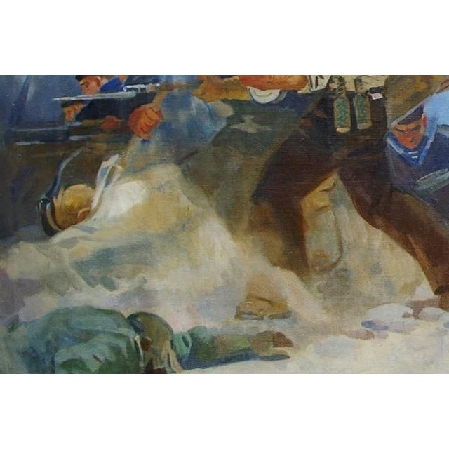 Soviet Army Attack Oil Painting, Socialist Realism, Ukrainian Art 100-149 For Sale - Image 4 of 6