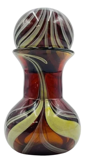 Signed Murano Art Glass Jar With Lid by C. Rachke, Italy, 20th Century