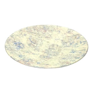 1980s Cream, Pink, & Blue Drizzle Glazed Shallow Dish For Sale