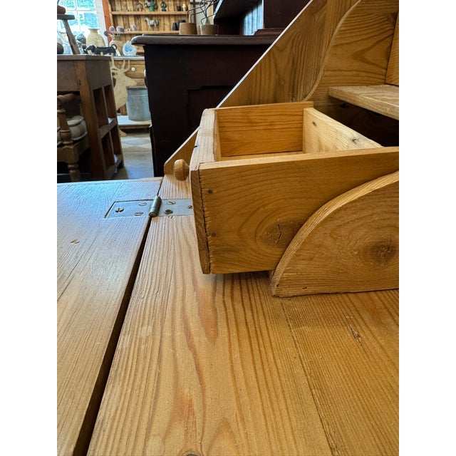 Tan Drop Front Pine Desk For Sale - Image 8 of 17