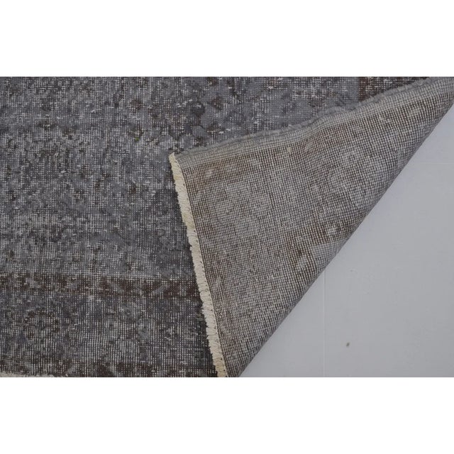 Vintage Distressed Turkish Oushak Rug in Slate Gray, Silver For Sale - Image 10 of 10
