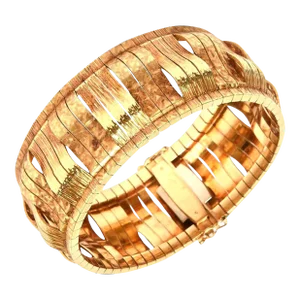 Vintage Italian 18 Karat Gold Sculptural Cuff Bracelet
