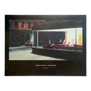 Edward Hopper Vintage 1980's Offset Lithograph Print Poster " Nighthawks " 1942 For Sale