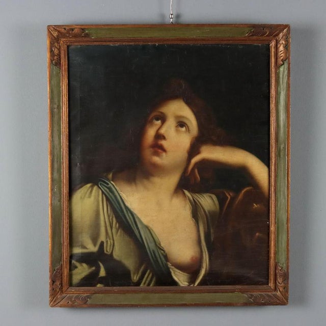 School of Guido Reni, Painting of the Face of a Saint in Ecstasy, Oil on Canvas For Sale - Image 10 of 10
