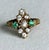 Metal Vintage Victorian Revival 925 Sterling Silver Gold Vermeil Green Gemstone Marquise Cluster Ring, Size 7.5 For Sale - Image 7 of 8