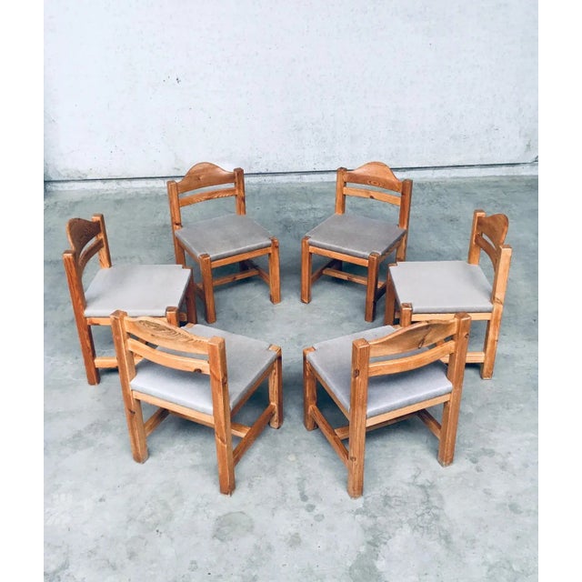 Brutalist Square Model Pine Dining Chairs, 1970s, Set of 6 For Sale - Image 15 of 18