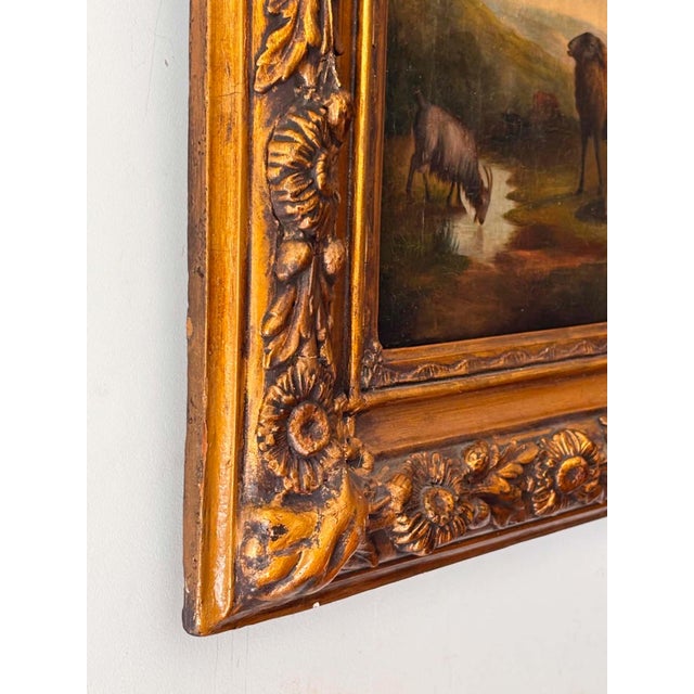 Unknonw, Pastoral Sheep Landscape, 1800s, Oil on Canvas, Framed For Sale - Image 8 of 11