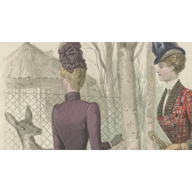 Late 19th Century Journal des Dames et des Demoiselles, Tartan Dress & Child at Zoo, 1887, Engraving For Sale - Image 5 of 9