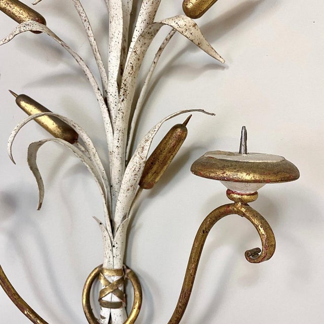 Pair Antique Italian Wrought Iron Painted Candle Wall Sconces Chairish