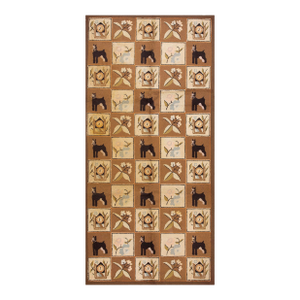 1970s Brown Vintage Animal Design Folk Art American Hooked Carpet Wool Rug