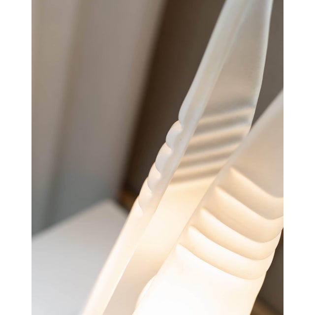 Murano Pyramid Table Lamp in Frosted Glass, Italy, 1970s For Sale - Image 4 of 11