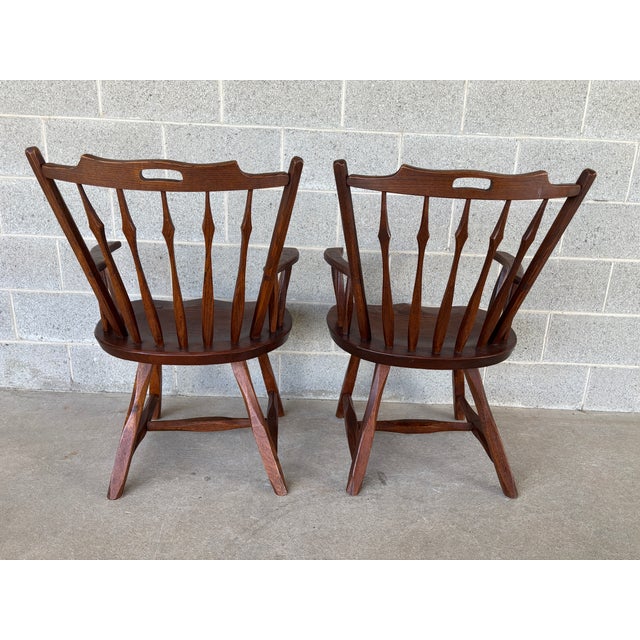 Hunt Country Furniture Oak & Pine Dining Captains Chairs - A Pair For Sale - Image 12 of 12