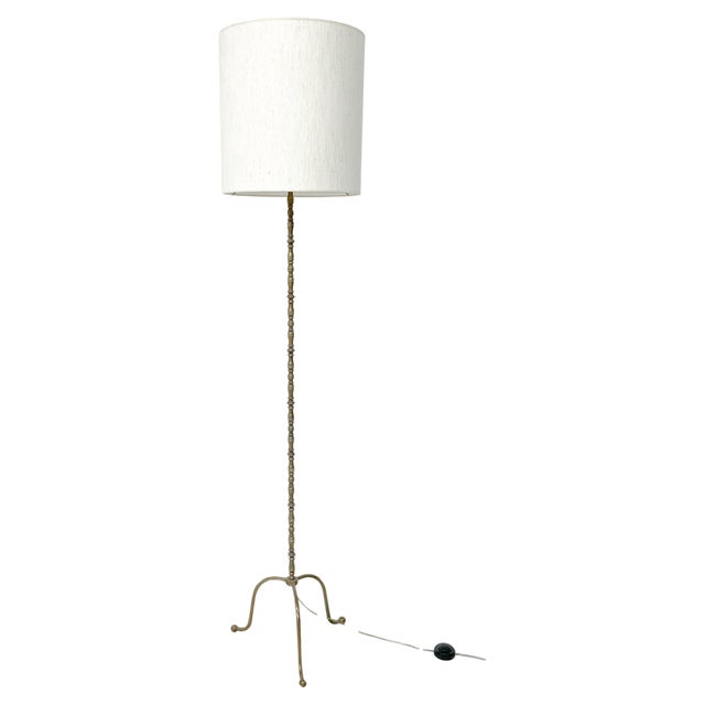 Mid-Century Modern Brass Floor Lamp, 1940s For Sale