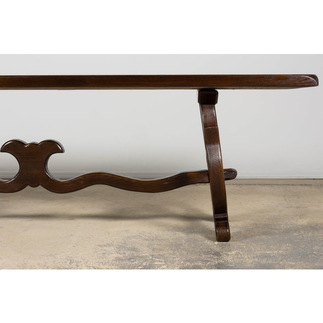 19th Century Spanish Oak Refectory Table With Monumental Trestle Base For Sale - Image 4 of 18