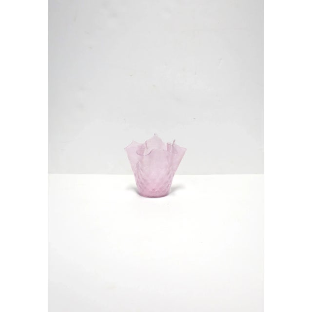Glass Italian Pink Handkerchief Art Glass Vase For Sale - Image 7 of 12