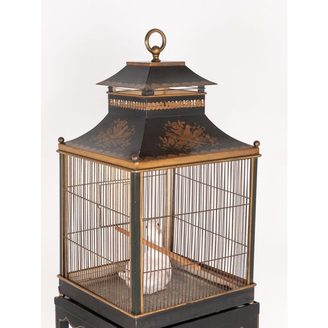 Regency Style Tole Birdcage on Stand, Usa 20th Century For Sale - Image 9 of 10