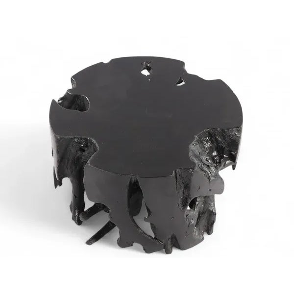 Round Black Teak Coffee Table For Sale - Image 4 of 7