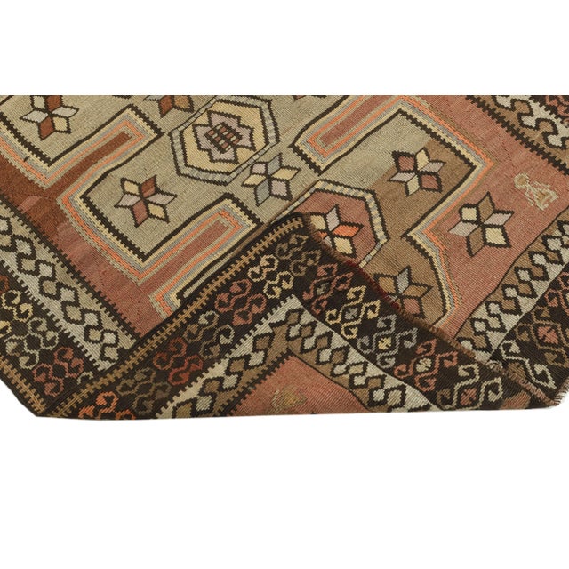 Mid 20th Century Mid 20th Century Vintage Decorative Kars Kilim Rug For Sale - Image 5 of 7