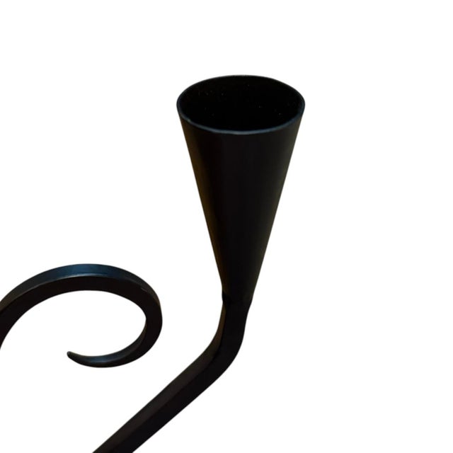 Metal Vintage German Wrought Iron Two-Arm Wall Candle Sconce For Sale - Image 7 of 14