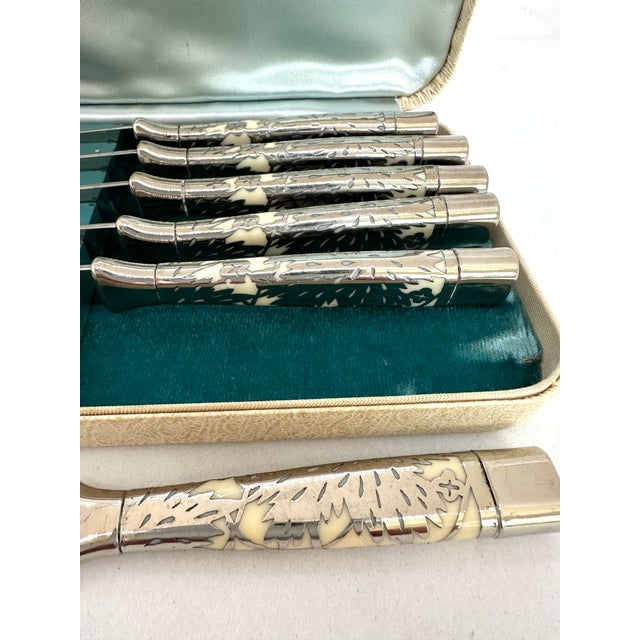 Mid-Century Modern 1950s Fruit Knives Briddell Boxed Set of 6 For Sale - Image 3 of 4