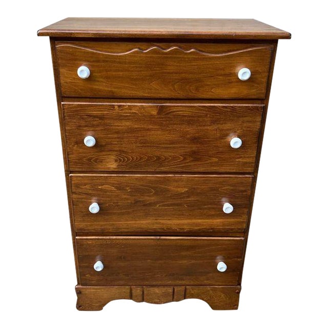 Antique Yellow Pine Tall Chest of Drawers For Sale