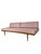 A wonderfully streamlined vintage mid-century modern sofa and daybed featuring a low wood platform frame, tapered legs,...