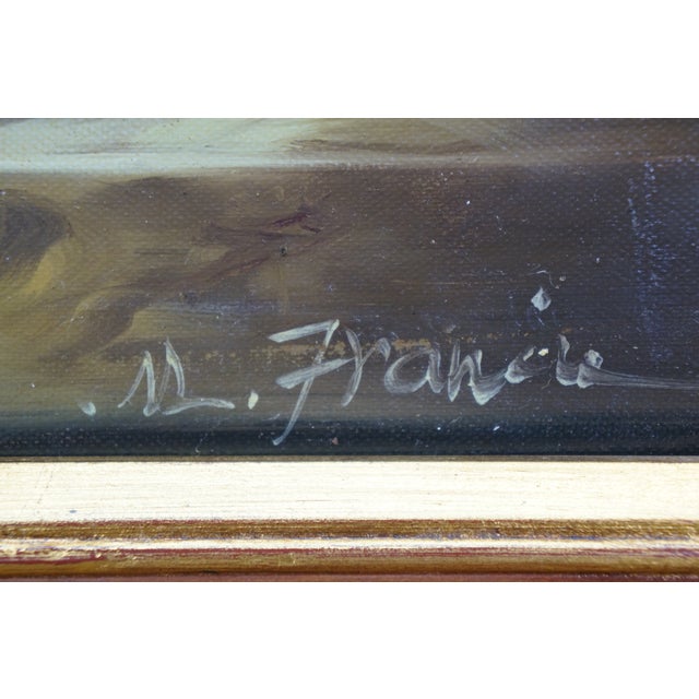 Late 20th Century Timeless Treasures M. Francis Still Life Grape Peach Plum Fruit Oil Painting 18" For Sale - Image 9 of 13