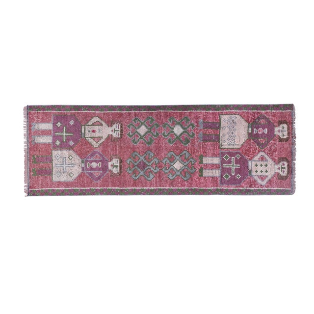 1970s Vintage Turkish Human Pictorial Rug 3'1'' X 8'6'' 36.6'' x 101.6'' / 93 x 258 cm Hand woven with high quality pure...