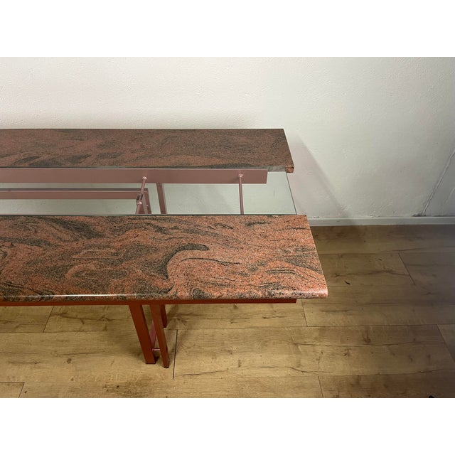 Glass Sculptural Table in Iron with Glass and Granite, 1980s For Sale - Image 7 of 9