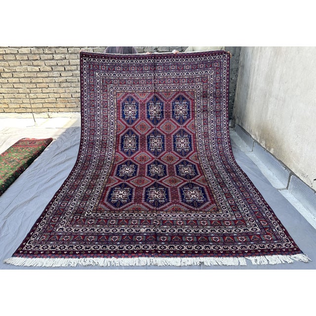 Red Red Afghan Ersari Hand-Knotted Wool Rug - 6'7" X 9'8" For Sale - Image 8 of 13