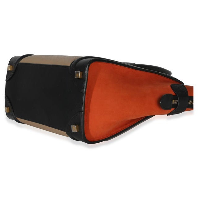 Animal Skin Beige Multicolor Drummed Calfskin Nubuck Nano Luggage Tote For Sale - Image 7 of 8
