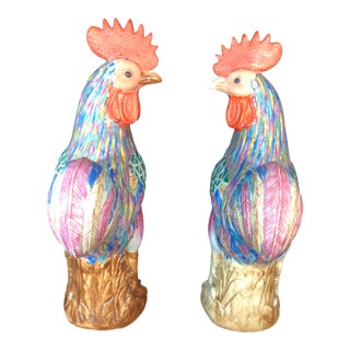 1920s Republic Period Famille Rose Cockerels For Sale
