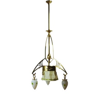 Art Nouveau Brass Chandelier, 1890s For Sale