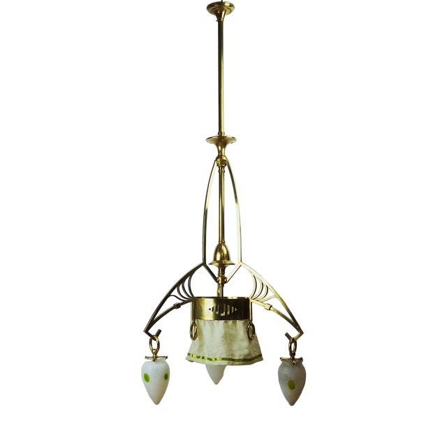 Art Nouveau Brass Chandelier, 1890s For Sale