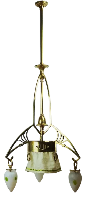 Art Nouveau Brass Chandelier, 1890s