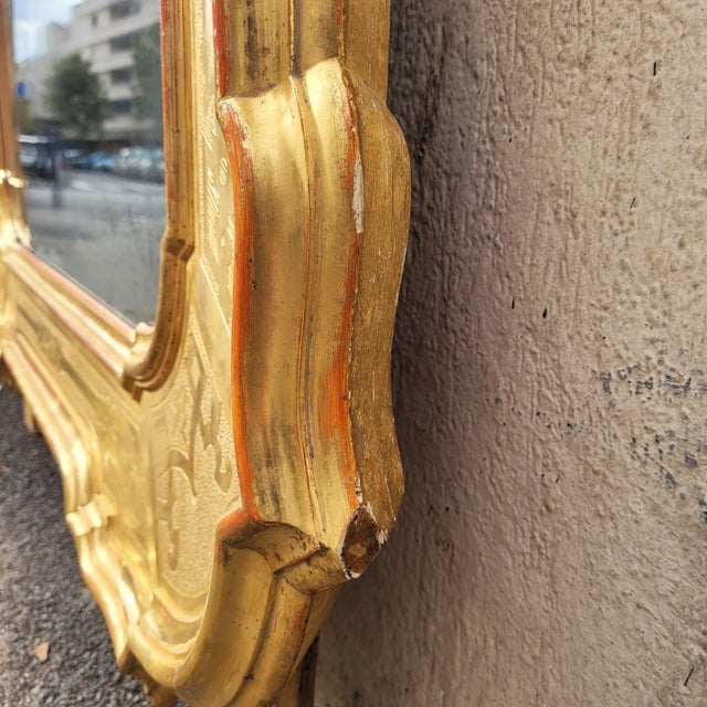 Large Mid-19th Century Mirror in Gilded Wood, Italy For Sale - Image 13 of 18