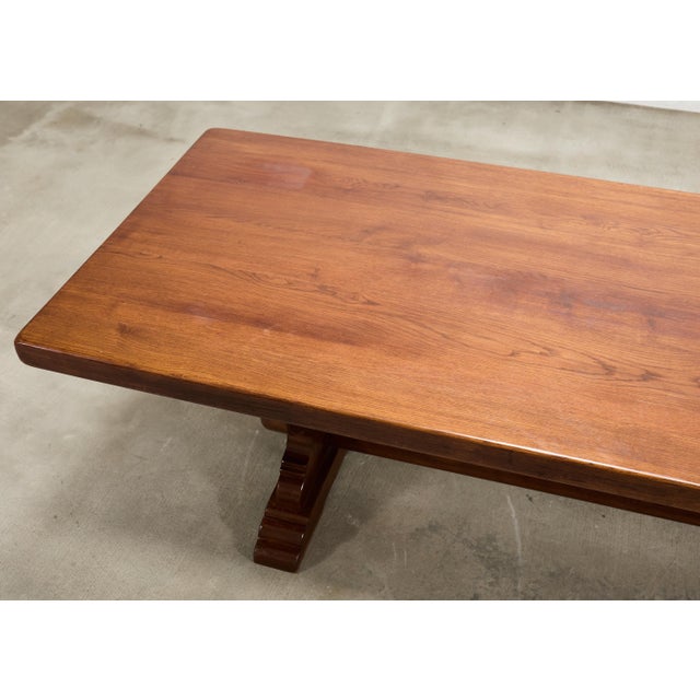 Country French Provincial Oak Trestle Farmhouse Dining Table 8 Ft For Sale In Sacramento - Image 6 of 18