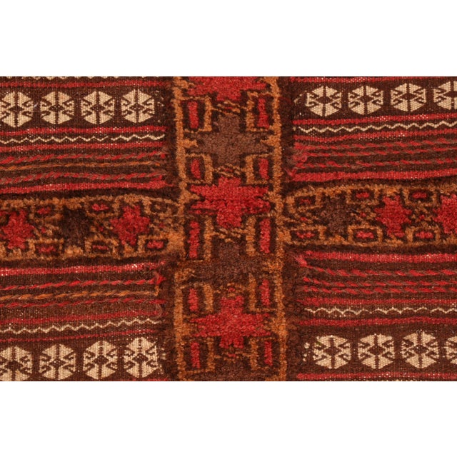Tribal Antique Geometric Red and Brown Wool Kilim Rug For Sale - Image 3 of 6