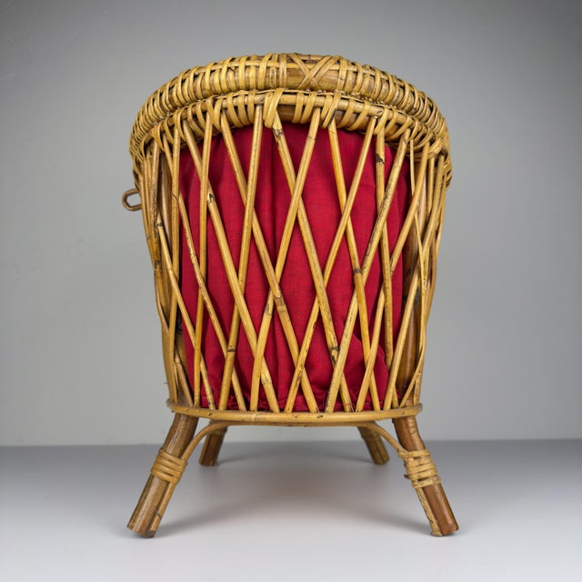 Vintage Rattan Basket, Italy, 1950s For Sale - Image 4 of 18