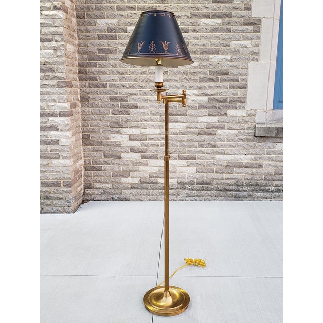 Lillian August Tole Painted Brass Swing Arm Floor Lamp Chairish