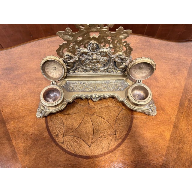Brass Inkwell with Letter Holder and Stamp Box, Set of 2 For Sale - Image 5 of 13