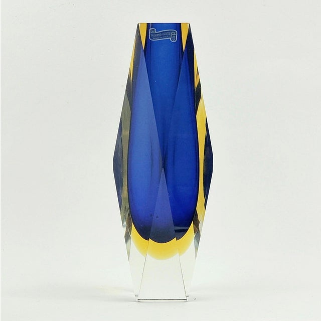 Stunning mid-century modern sommerso glass vase designed by Flavio Poli for Alessandro Mandruzzato (Murano, Italy,...
