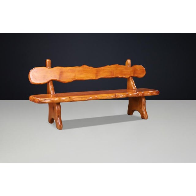 Alpine Sculptural Bench in Pine, France, 1970s For Sale - Image 11 of 16