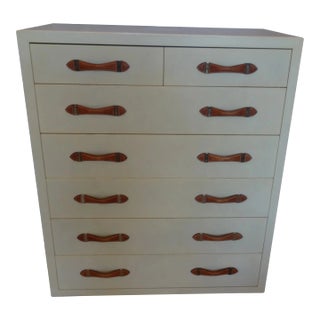Ralph Lauren Modern Hollywood Mahogany and Leather Tall Chest For Sale