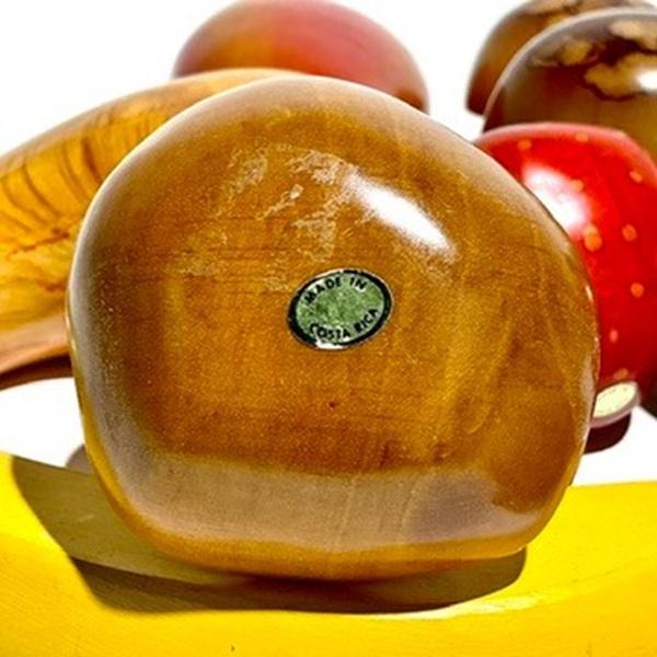 Vintage Hand Carved Costa Rica Wooden Fruit in a Wire Basket 13 PCS For Sale - Image 4 of 7