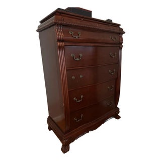 Chippendale Style Mahogany Finish Serpentine Tall Chest With Claw Feet For Sale